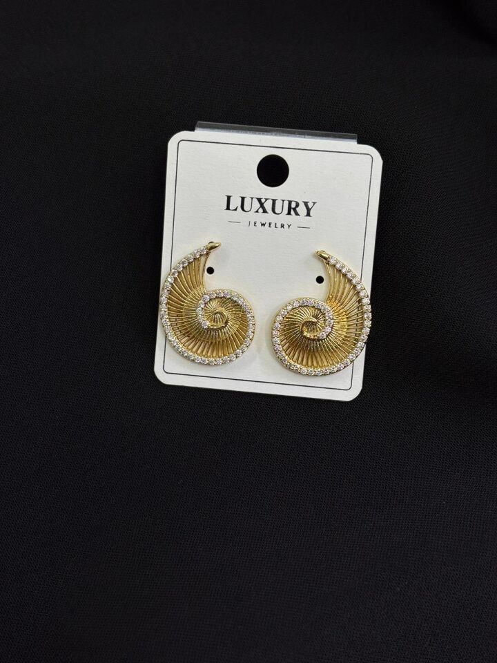 Luxury Gold Renk Zirkon Taşlı Küpe