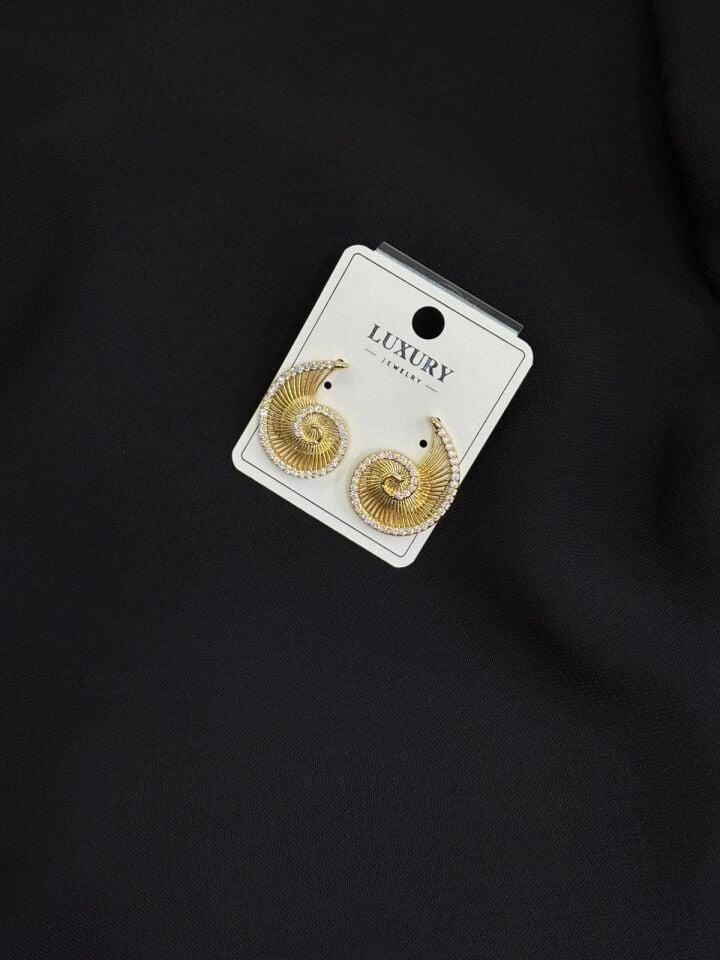 Luxury Gold Renk Zirkon Taşlı Küpe