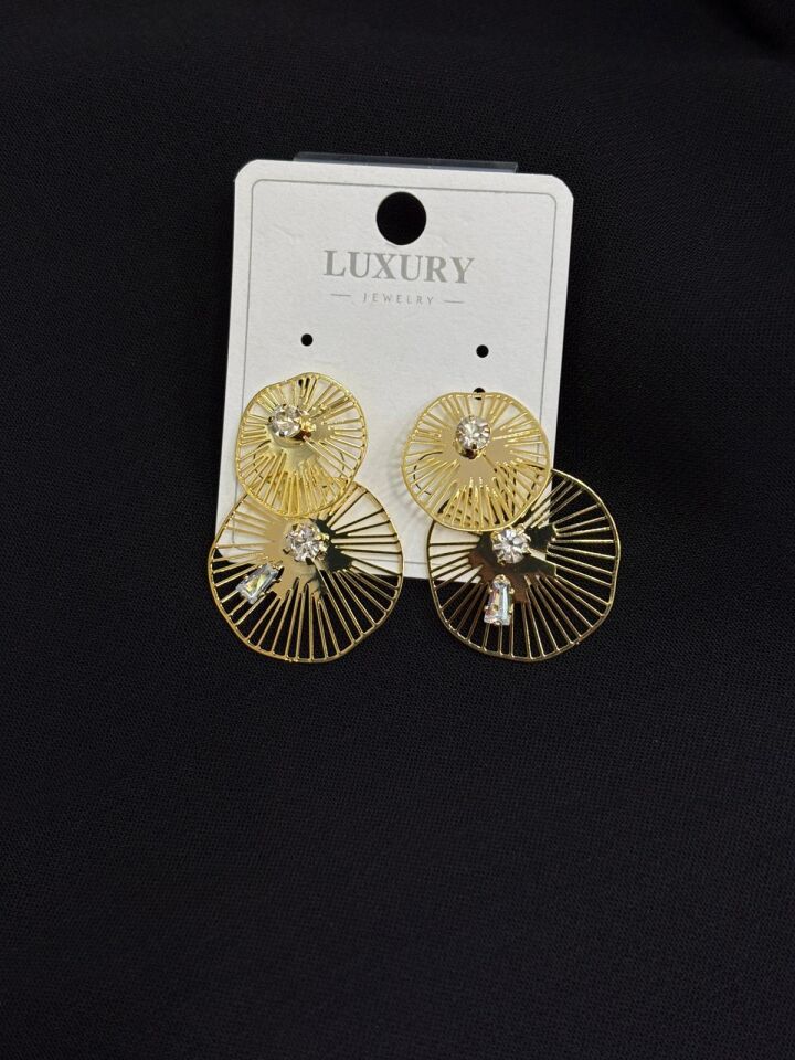 Luxury Gold Renk Zirkon Taşlı Küpe