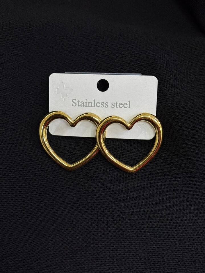 316L Çelik Gold Renk Kalp Küpe