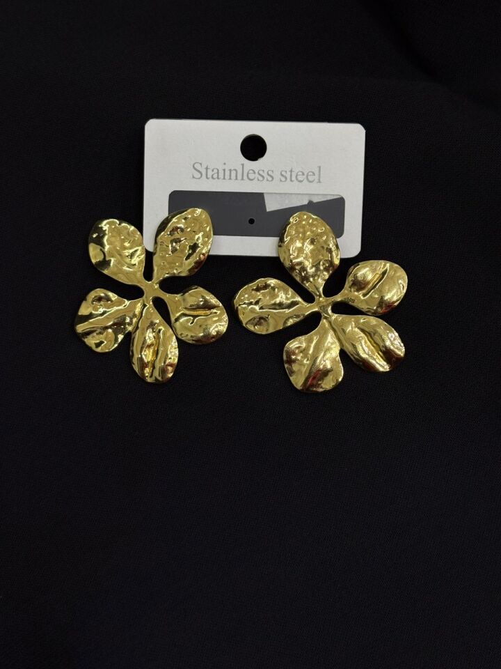 316L Çelik Gold Renk Papatya Küpe