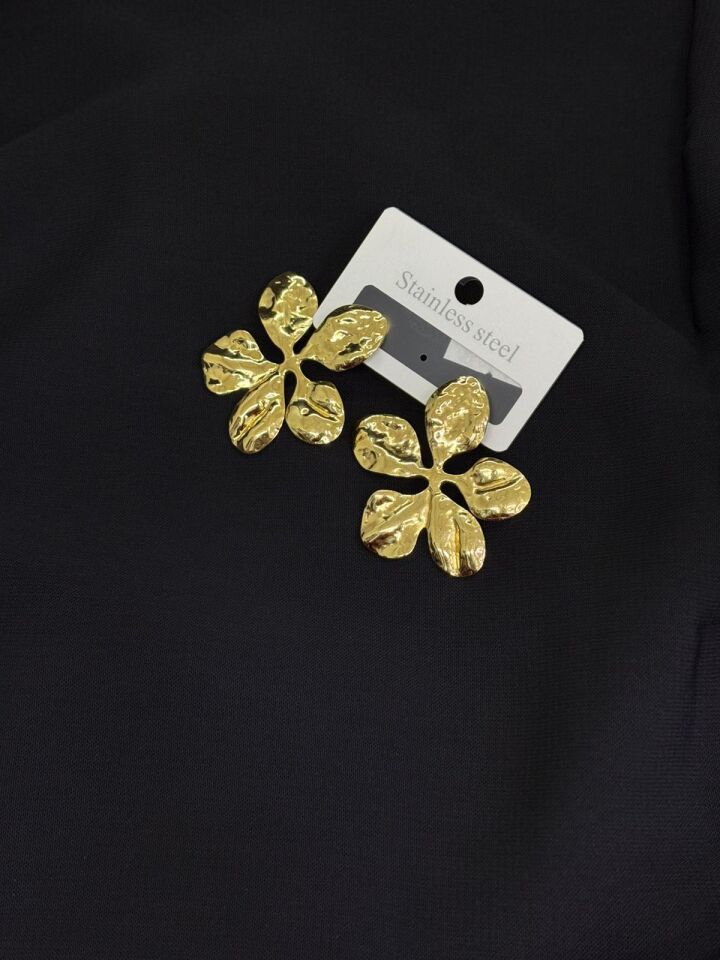 316L Çelik Gold Renk Papatya Küpe