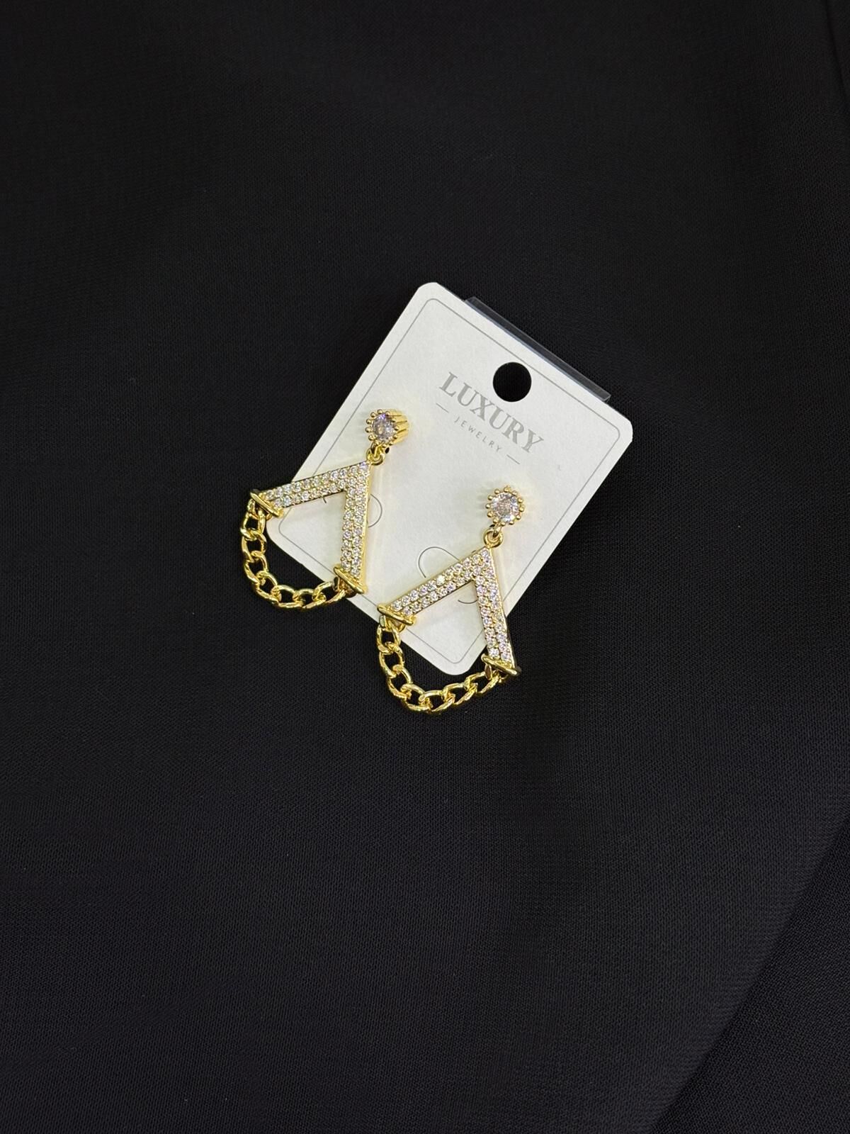 Luxury Gold Renk Zirkon Taşlı Küpe