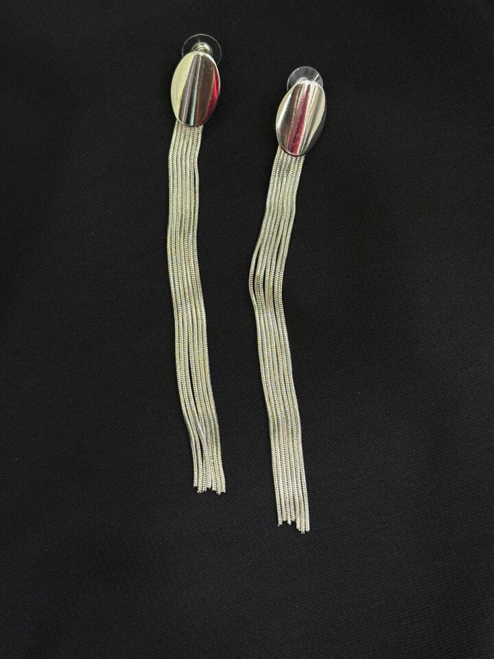 Luxury Gümüş Renk Kısaltılabilir Küpe