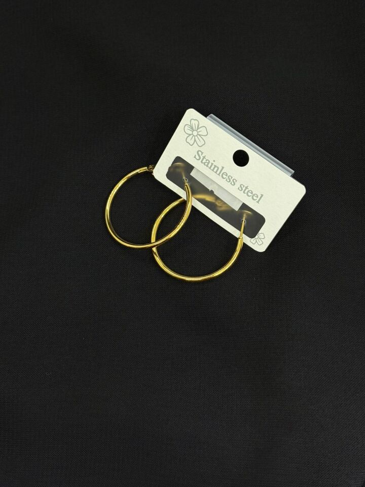 316L Çelik Gold Renk İnce Küçük Halka Küpe