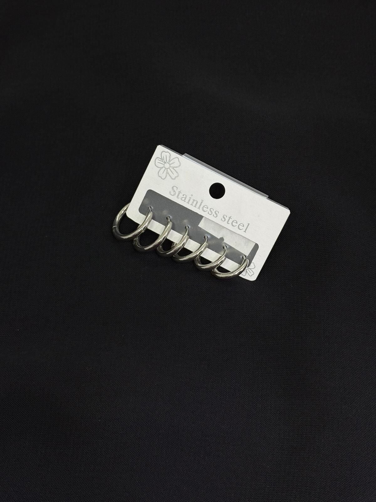 316L Çelik Gümüş Renk Set Halka Küpe