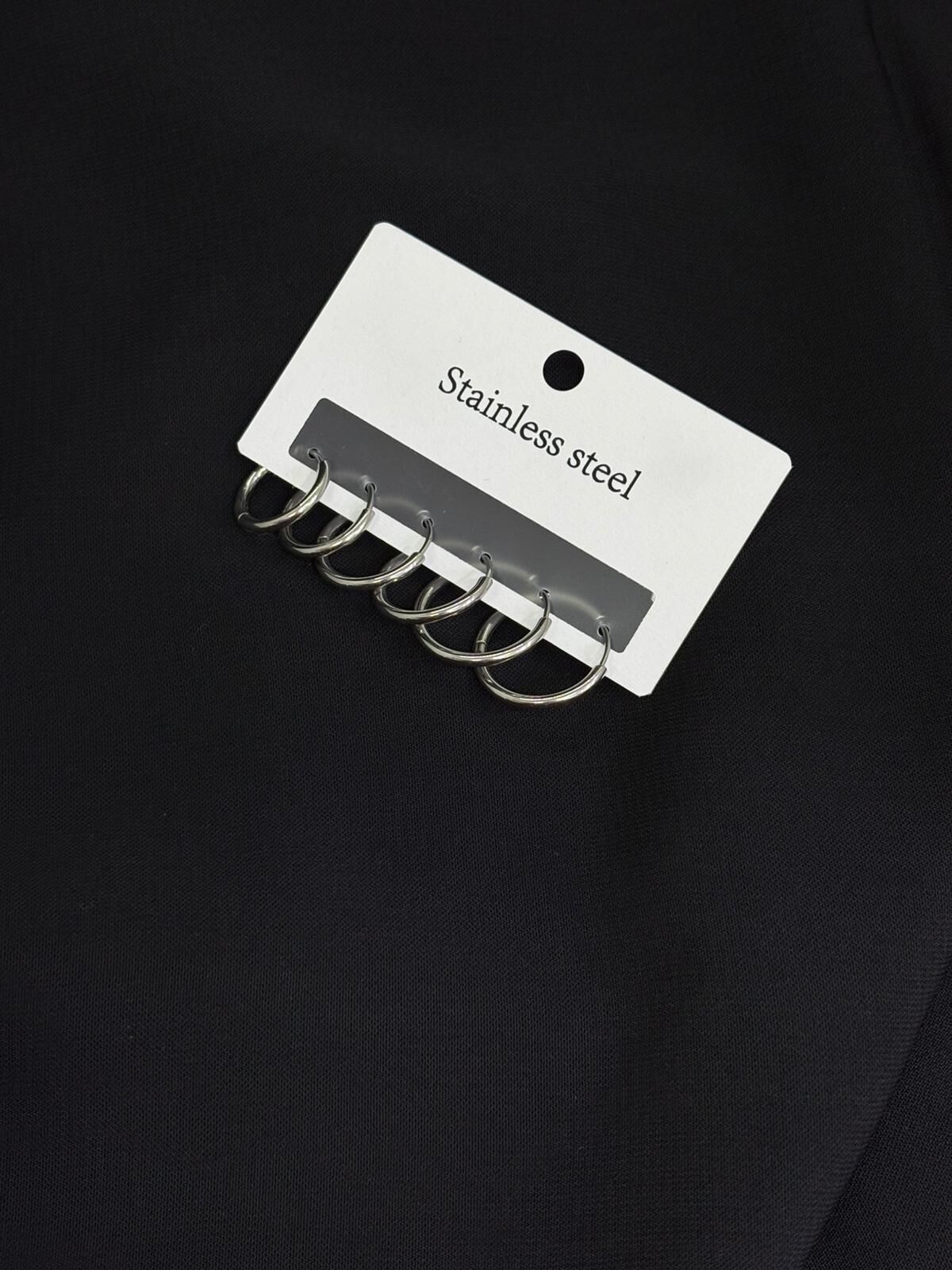 316L Çelik Gümüş Renk İnce Set Halka Küpe