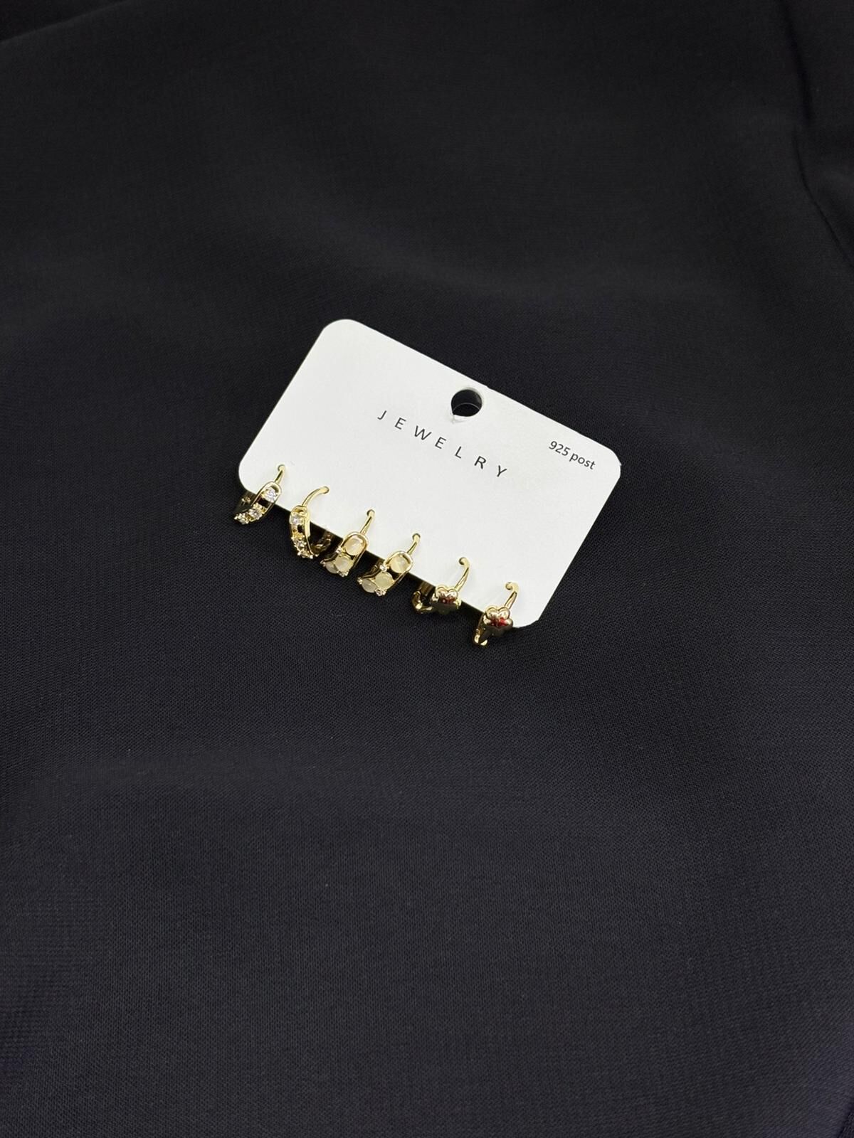 316L Çelik Gold Renk 3lü Set Halka Küpe