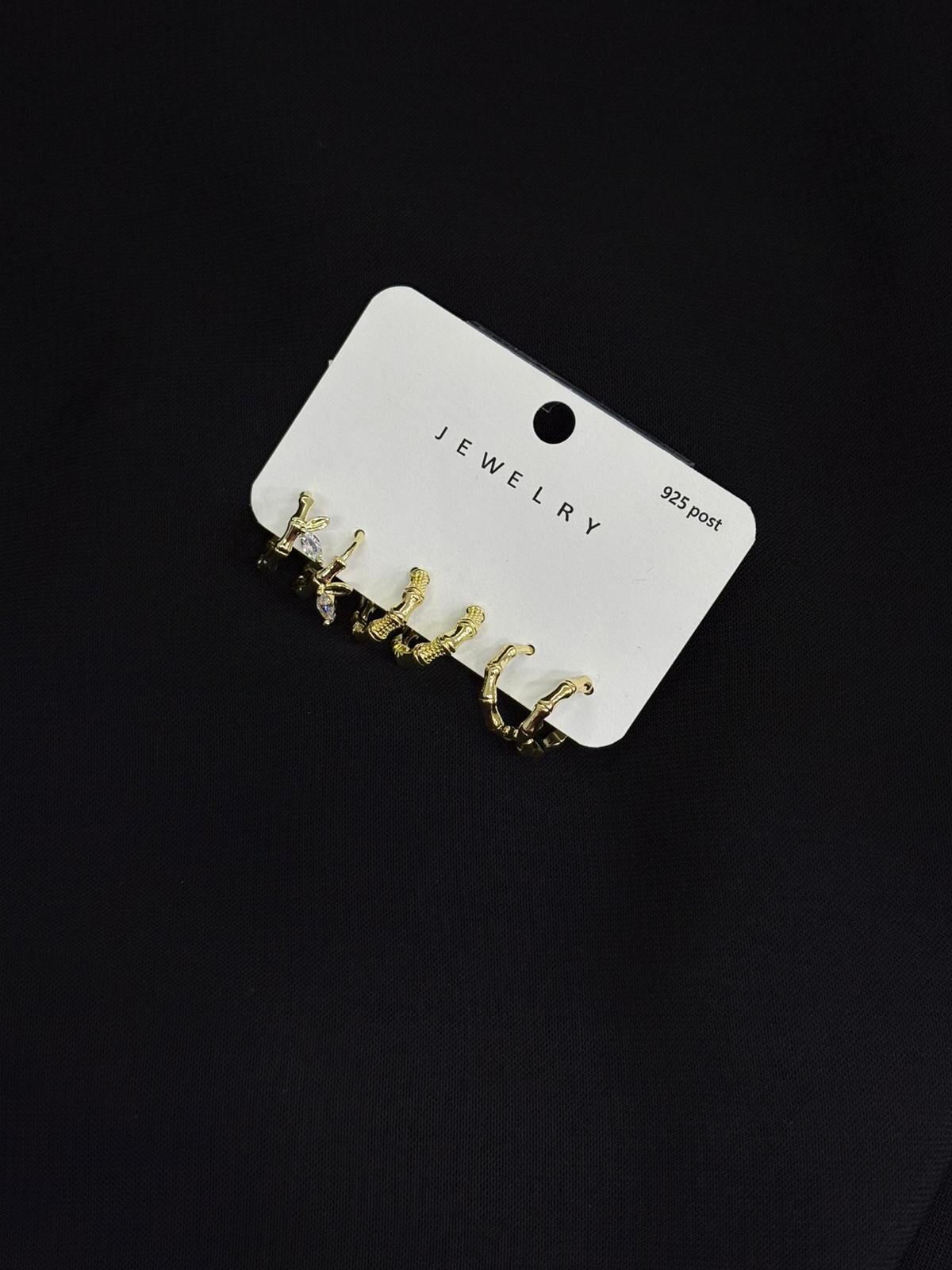 316L Çelik Gold Renk 3lü Set Halka Küpe