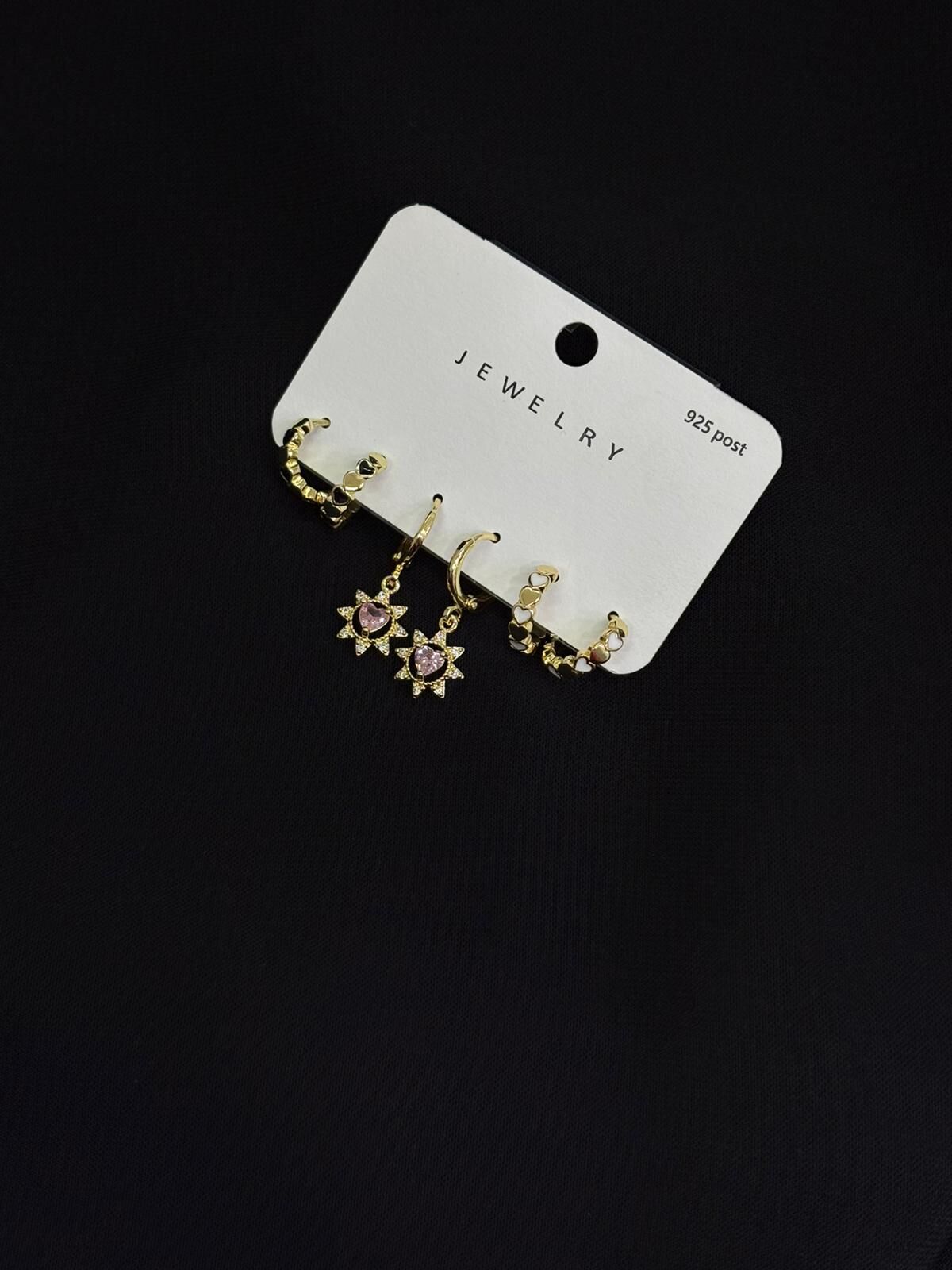 316L Çelik Gold Renk 3lü Set Halka Küpe