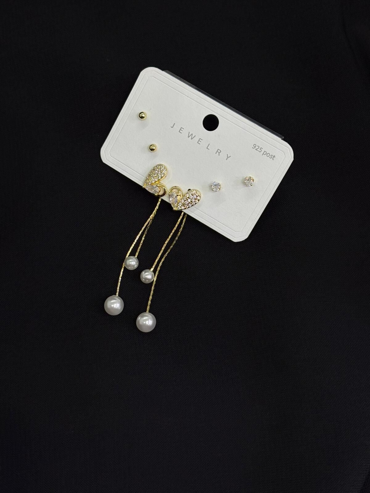 316L Çelik Gold Renk 3lü Set Küpe