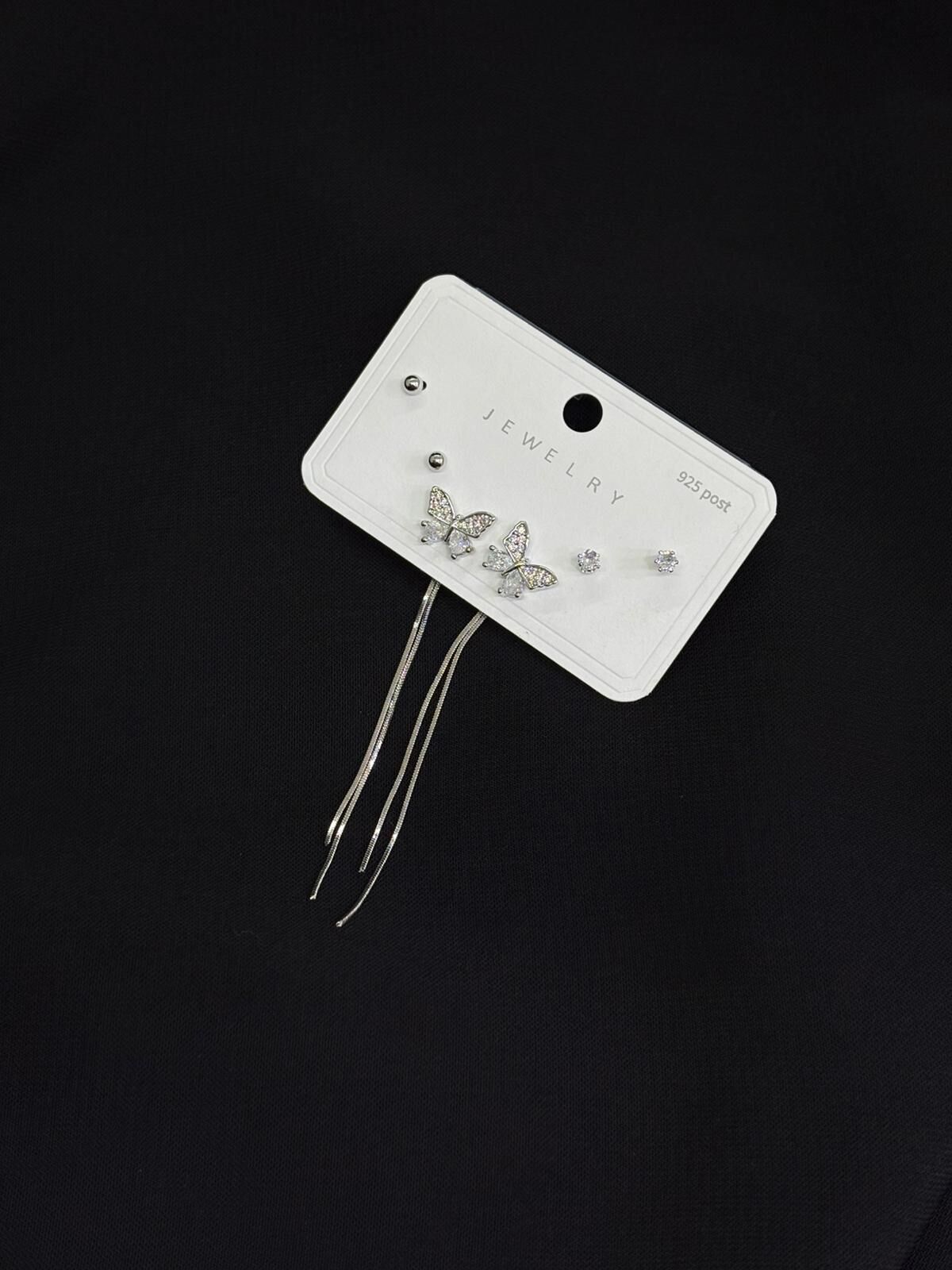 316L Çelik Gümüş Renk 3lü Set Küpe