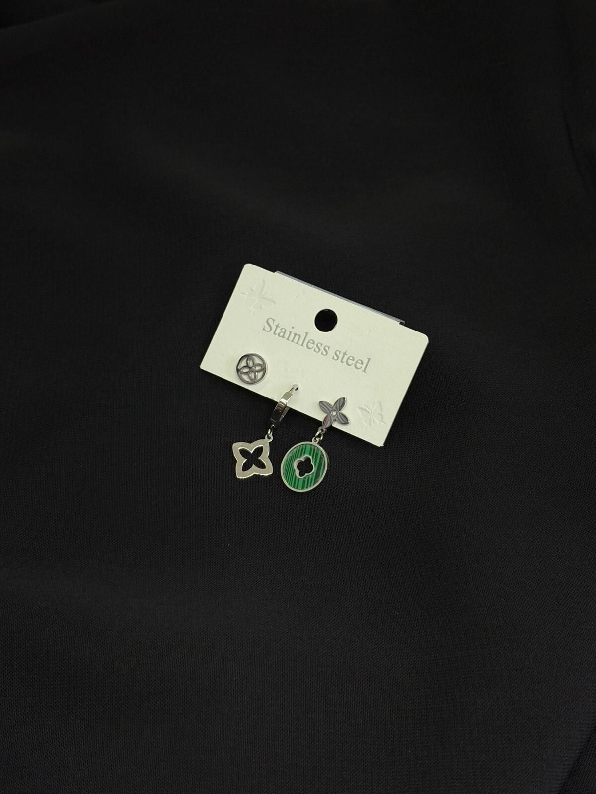 316L Çelik Gümüş Renk 3lü Küpe