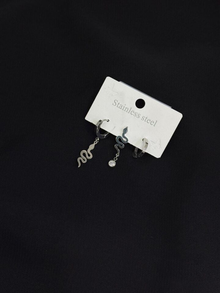 316L Çelik Gümüş Renk 3lü Küpe