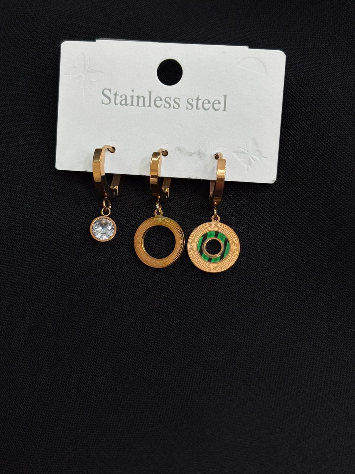 316L Çelik Rose Renk 3lü Küpe