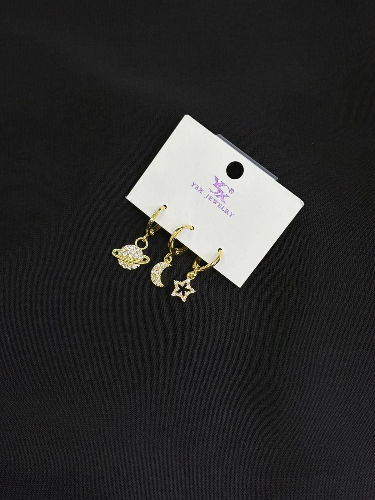 Ysx Jevelry Çelik Gold Renk 3lü Küpe