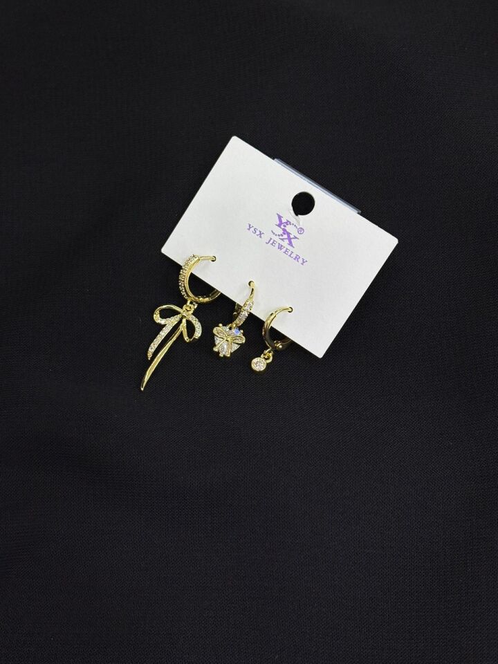 Ysx Jevelry Çelik Gold Renk 3lü Küpe