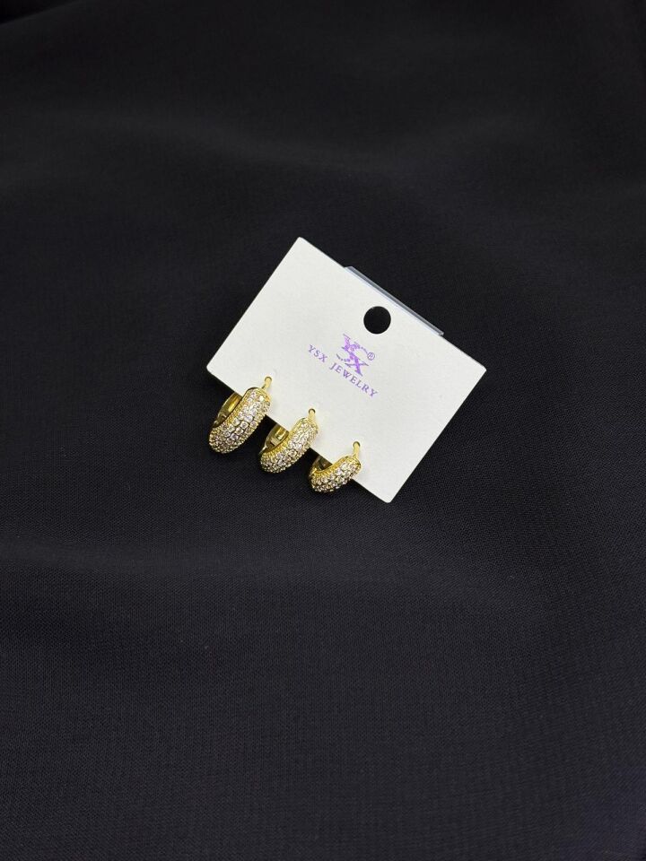 Ysx Jevelry Çelik Gold Renk Halka 3lü Küpe