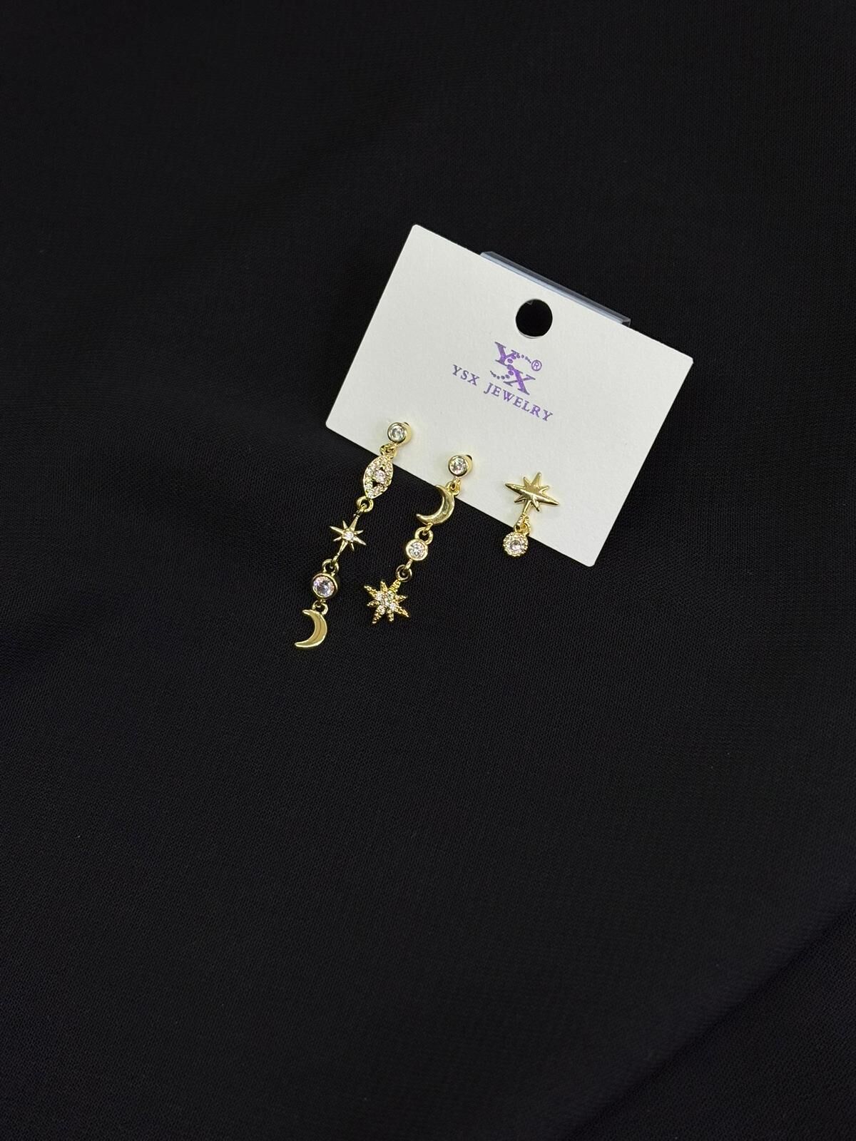 Ysx Jevelry Çelik Gold Renk 3lü Küpe