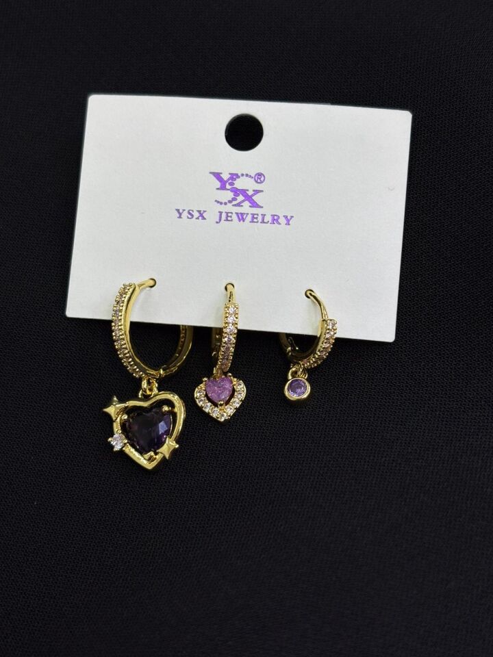 Ysx Jevelry Çelik Gold Renk 3lü Küpe