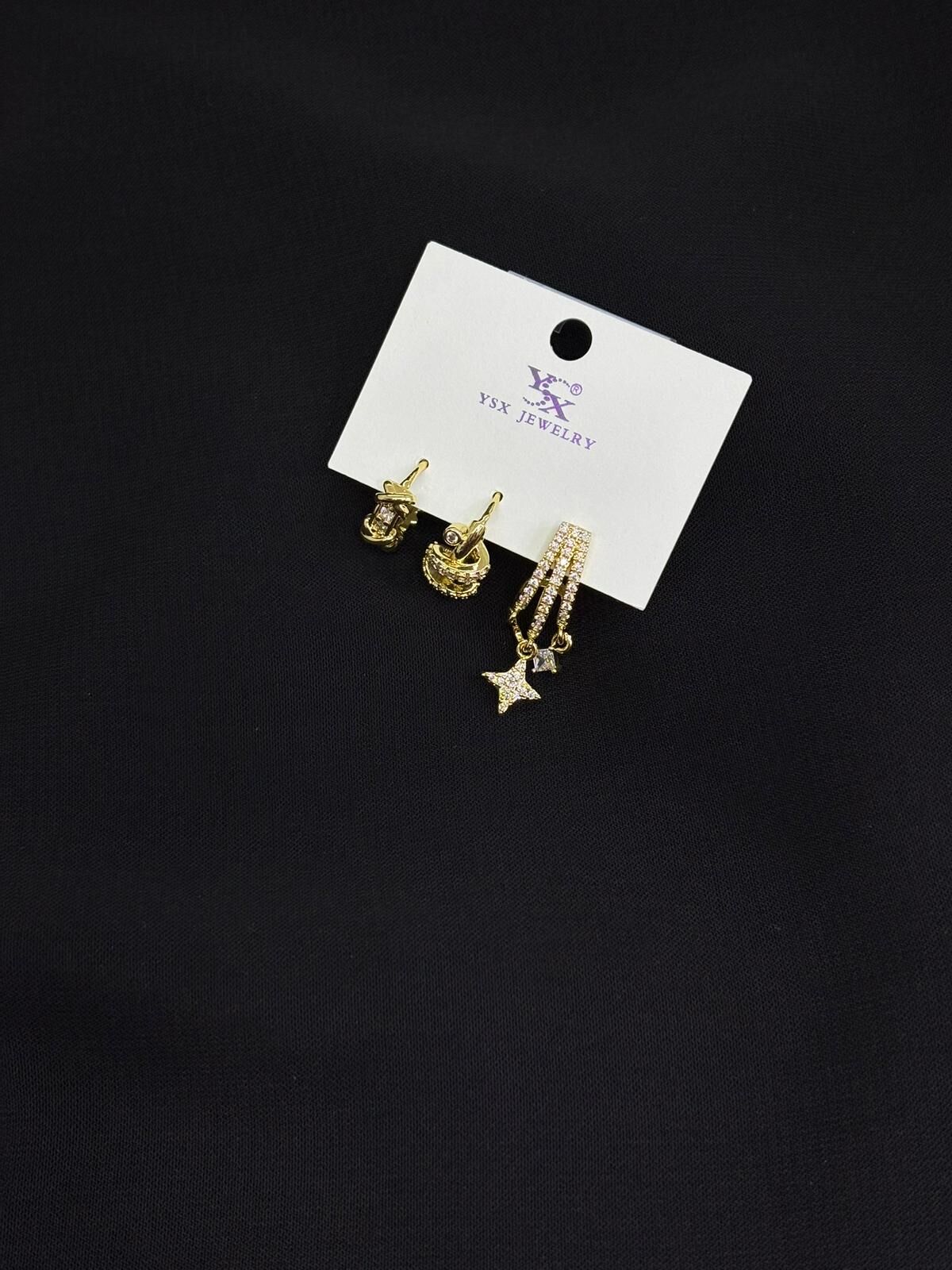 Ysx Jevelry Çelik Gold Renk 3lü Küpe