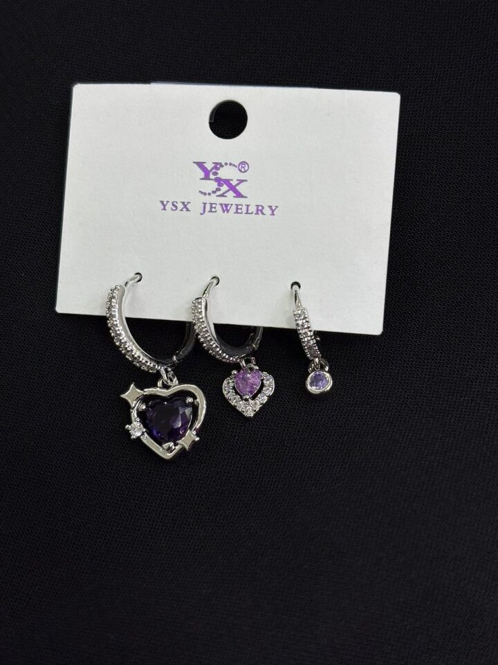 Ysx Jevelry Çelik Gümüş Renk 3lü Küpe