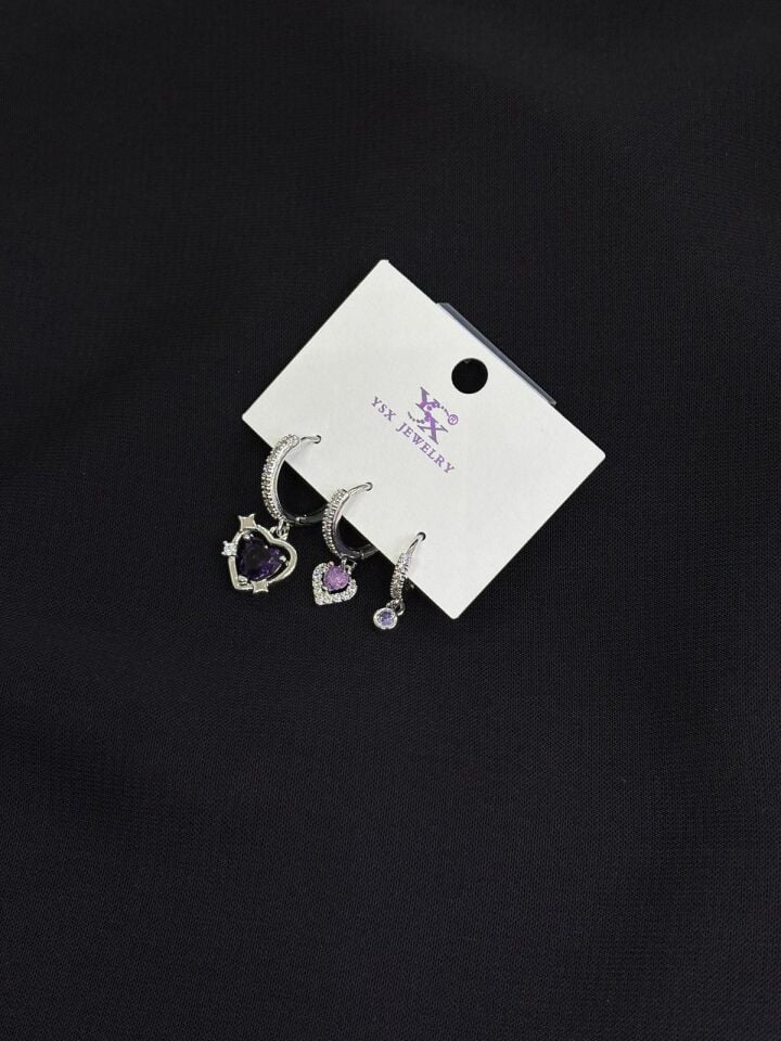 Ysx Jevelry Çelik Gümüş Renk 3lü Küpe