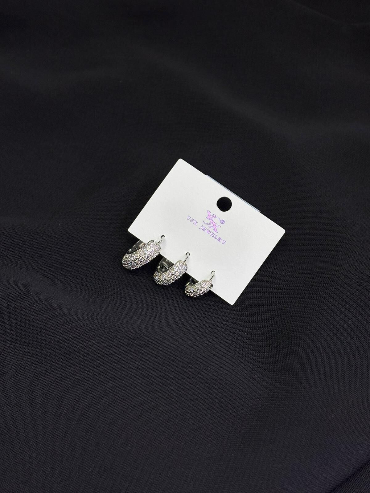 Ysx Jevelry Çelik Gümüş Renk 3lü Halka Küpe