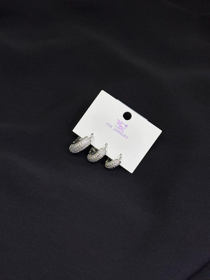 Ysx Jevelry Çelik Gümüş Renk 3lü Halka Küpe