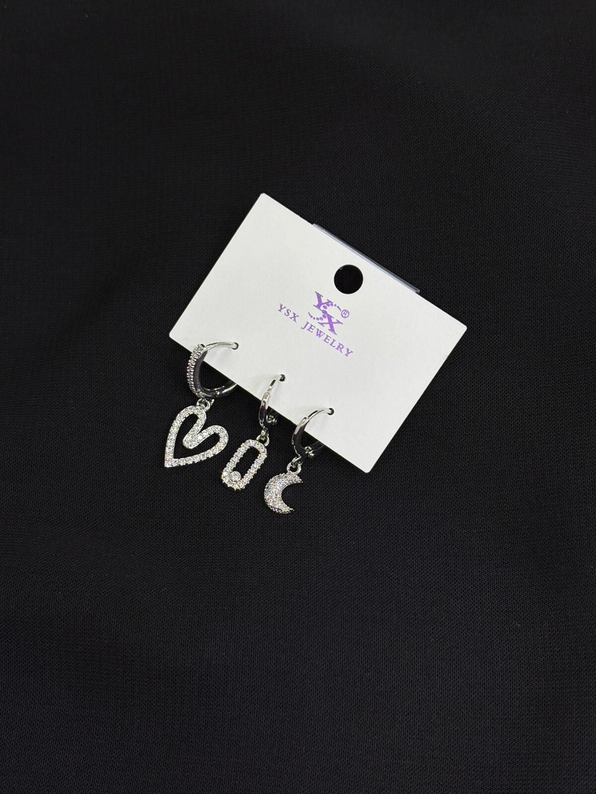 Ysx Jevelry Çelik Gümüş Renk 3lü Küpe