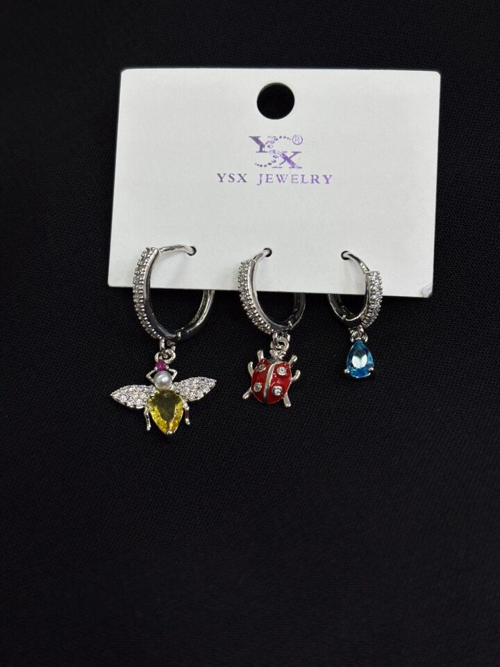 Ysx Jevelry Çelik Gümüş Renk 3lü Küpe