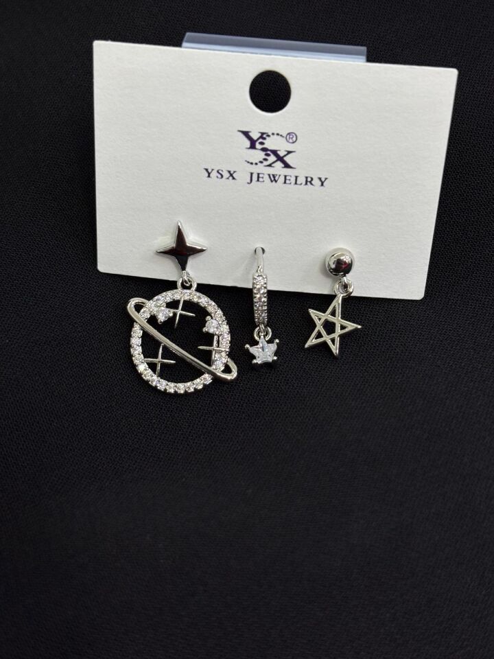 Ysx Jevelry Çelik Gümüş Renk 3lü Küpe