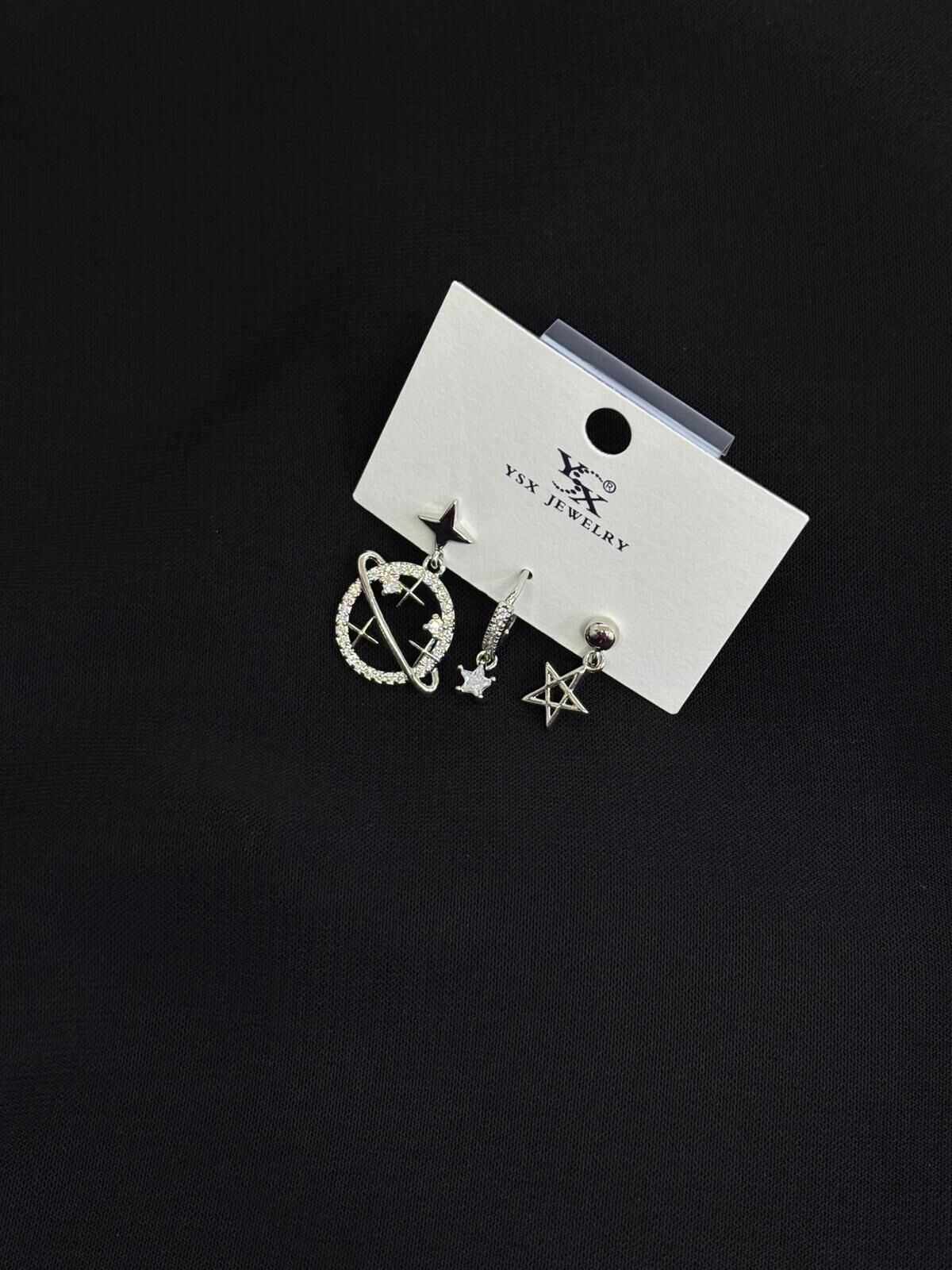 Ysx Jevelry Çelik Gümüş Renk 3lü Küpe