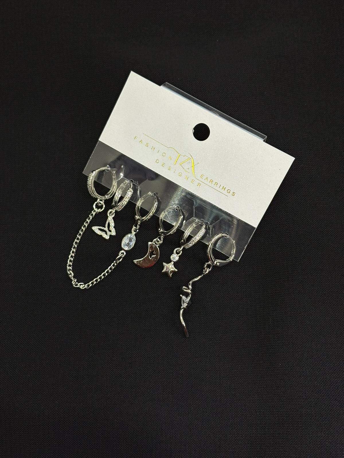 316L Çelik Gümüş Renk 6lı Küpe