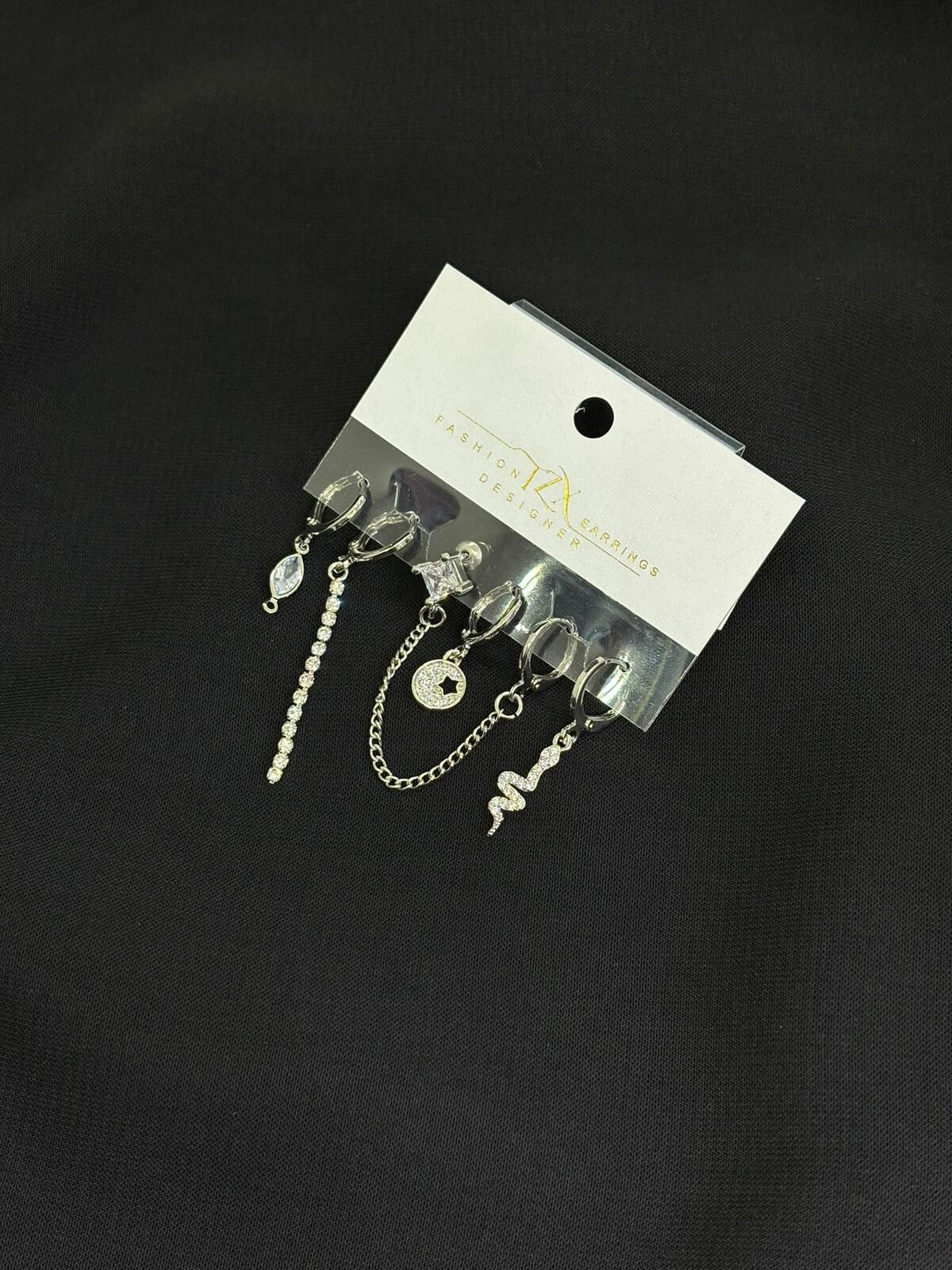 316L Çelik Gümüş Renk 6lı Küpe