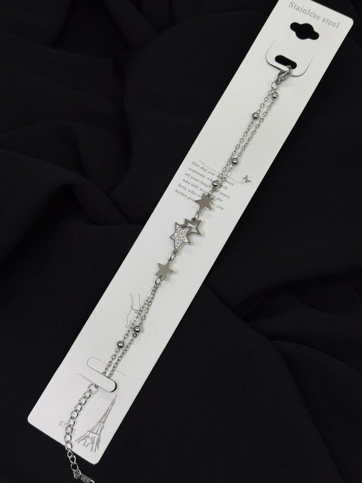 316L Çelik Gümüş Renk İkili Yıldız Bileklik