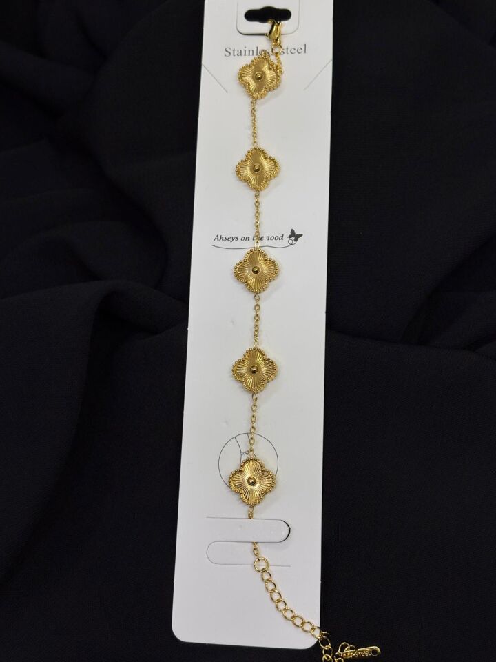 316L Çelik Gold Renk Yonca Van Cleef Bileklik