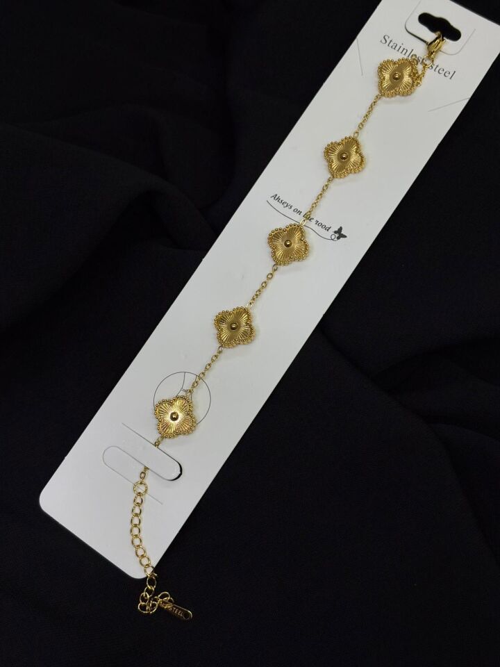 316L Çelik Gold Renk Yonca Van Cleef Bileklik