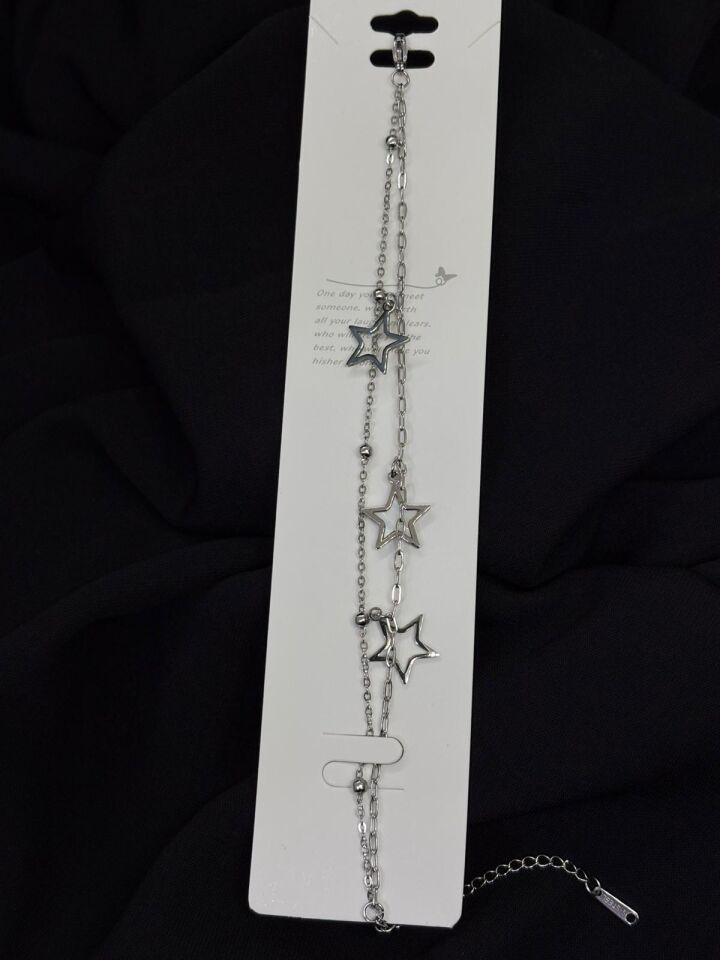 316L Çelik Gümüş Renk İkili Yıldız Bileklik