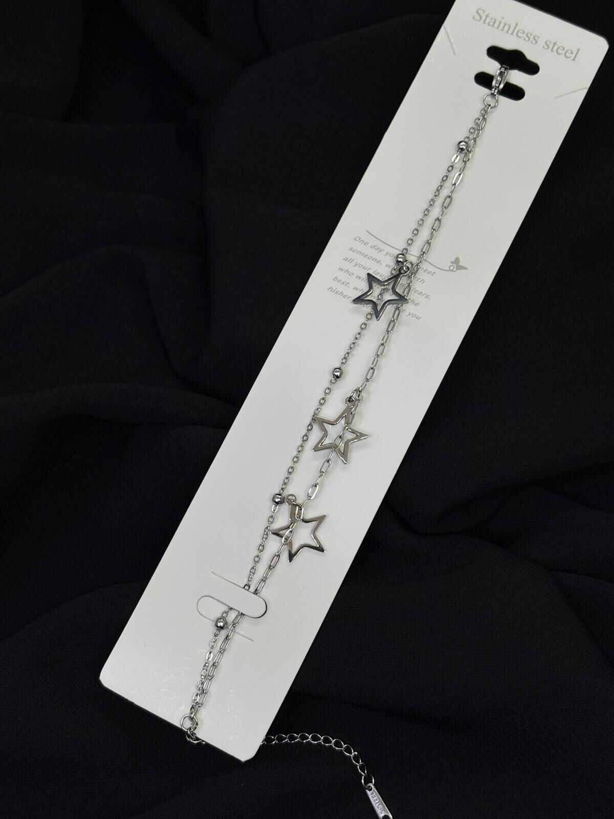 316L Çelik Gümüş Renk İkili Yıldız Bileklik