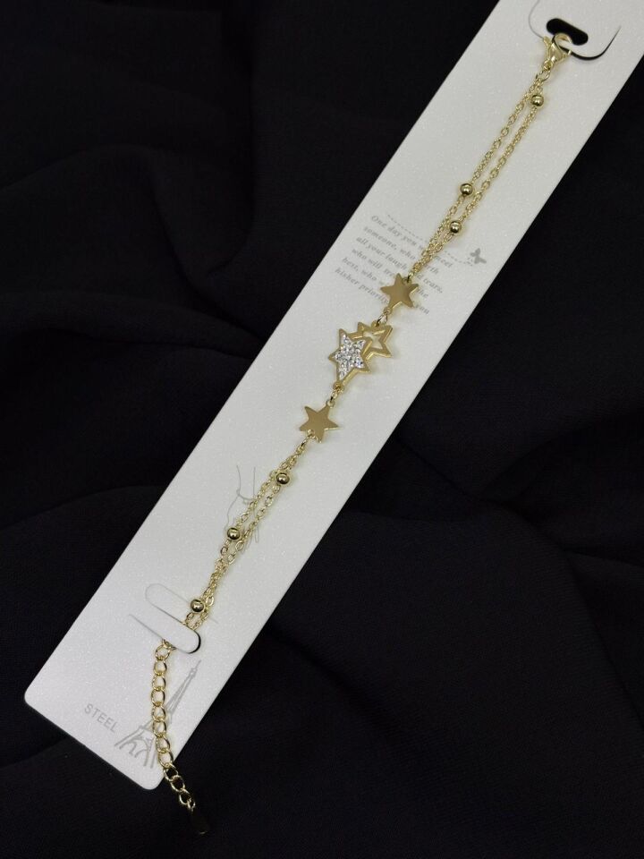 316L Çelik Gold Renk İkili Yıldız Bileklik