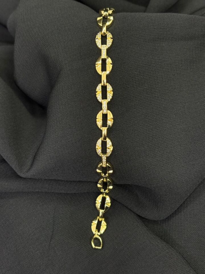 14K Gold Renk Kaplama CM Arpa Zirkon Bileklik