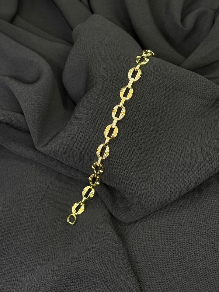14K Gold Renk Kaplama CM Arpa Zirkon Bileklik