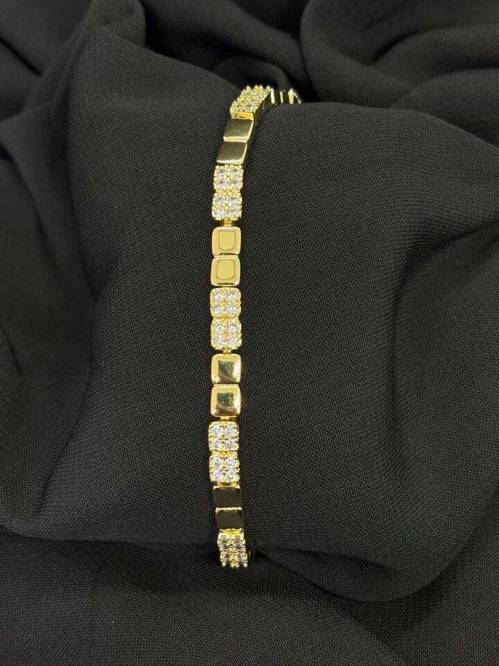 14K Gold Renk Kaplama CM Ezme Zirkon Bileklik