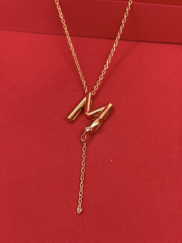 316L Çelik Gold Renk Alya Harf Kolye M