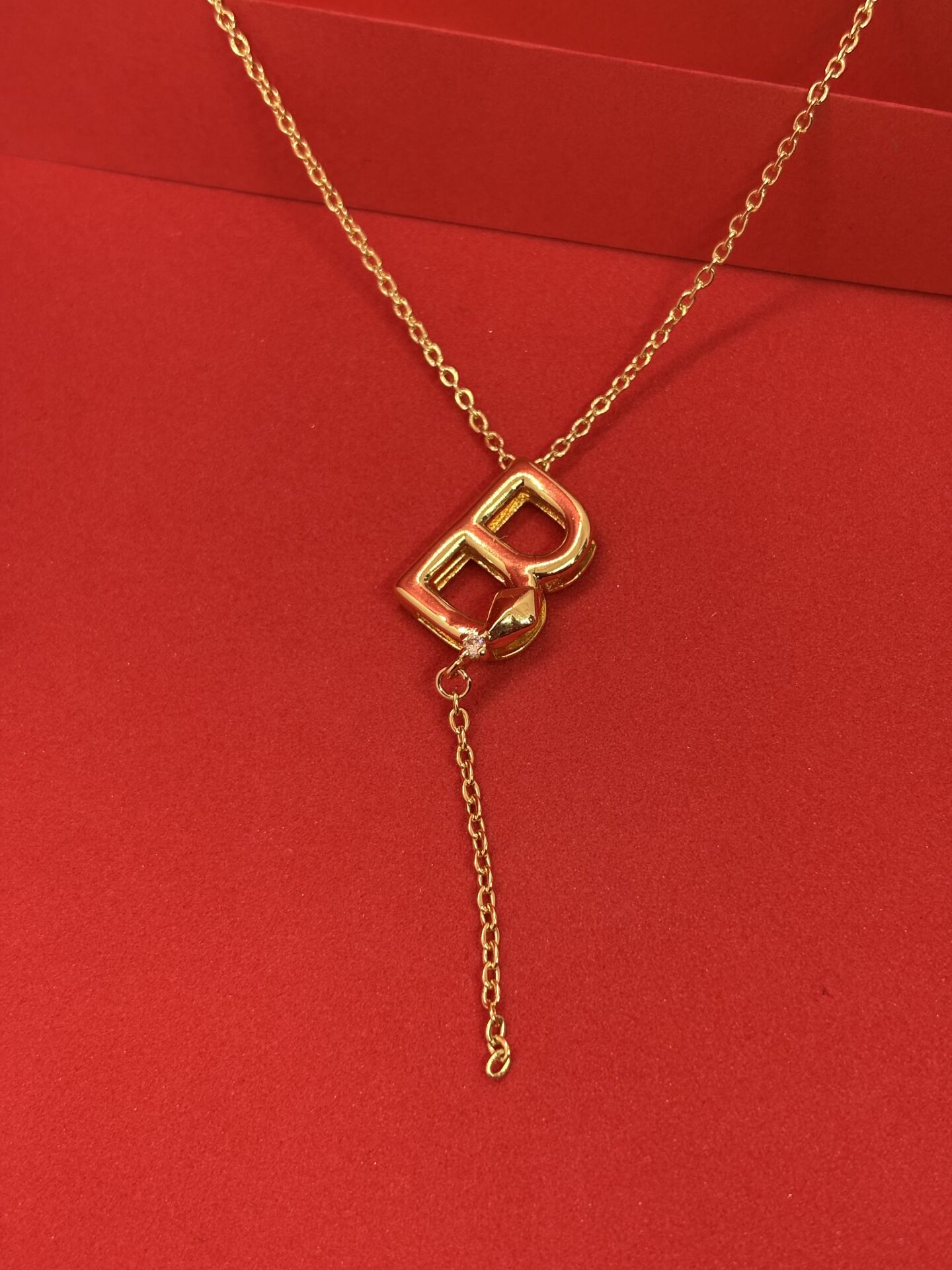 316L Çelik Gold Renk Alya Harf Kolye B