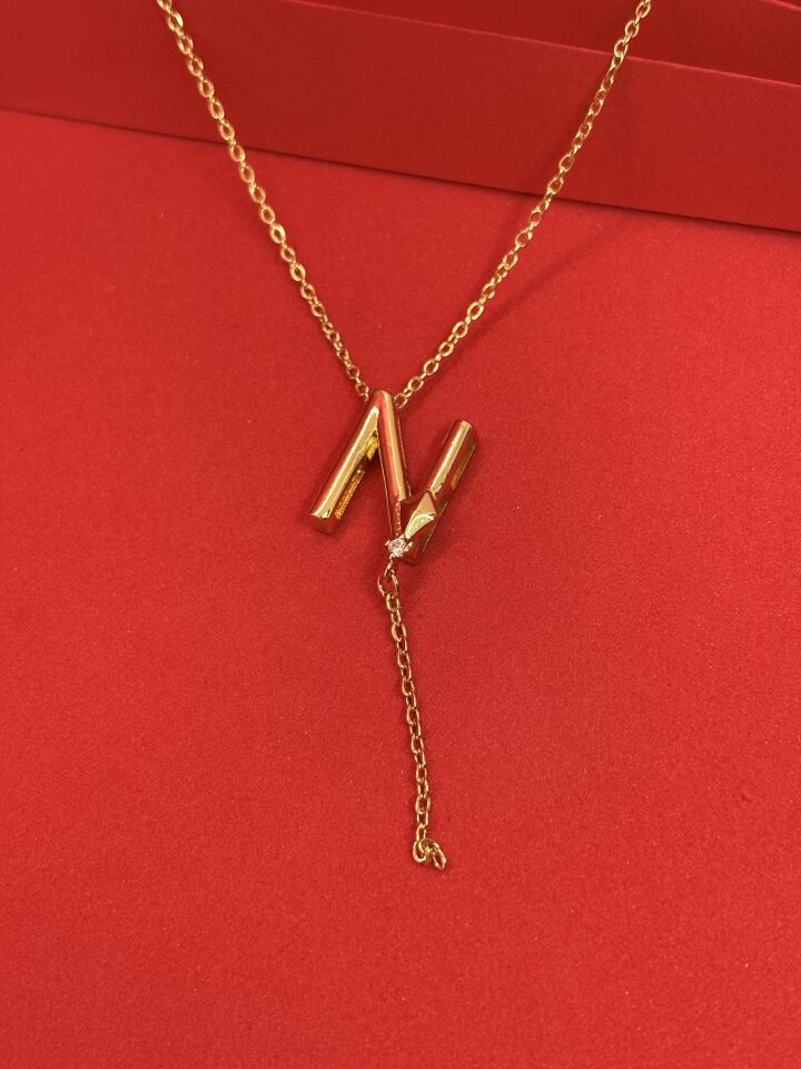 316L Çelik Gold Renk Alya Harf Kolye N