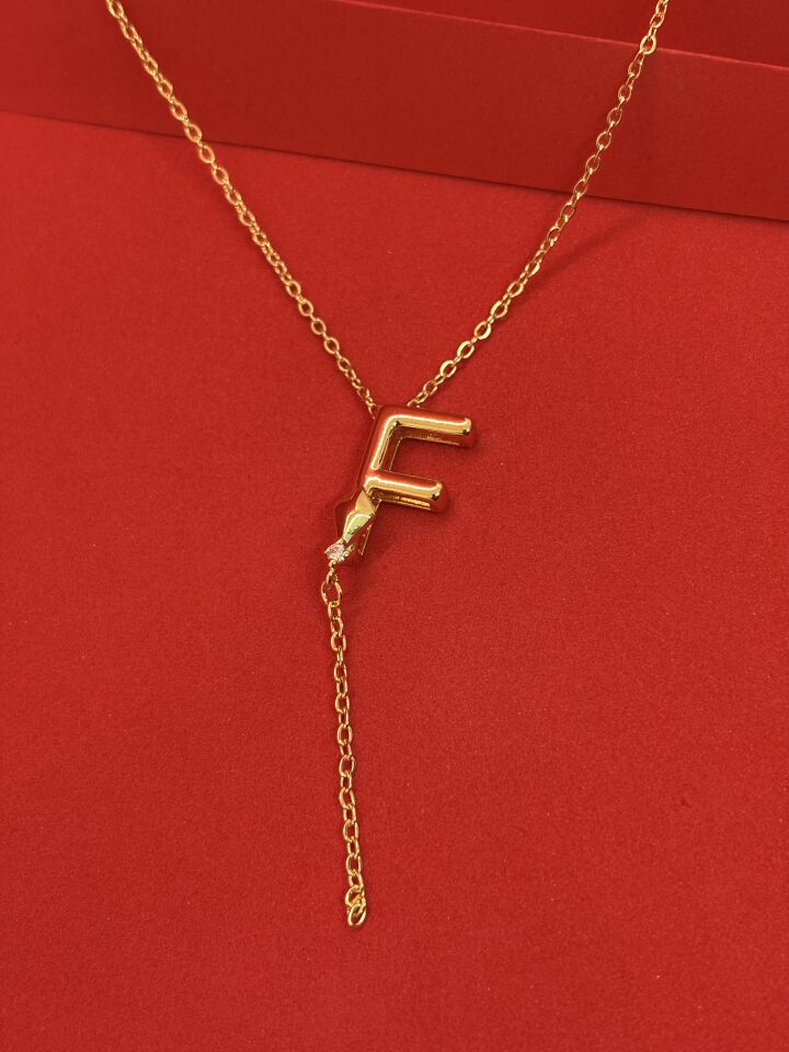 316L Çelik Gold Renk Alya Harf Kolye F