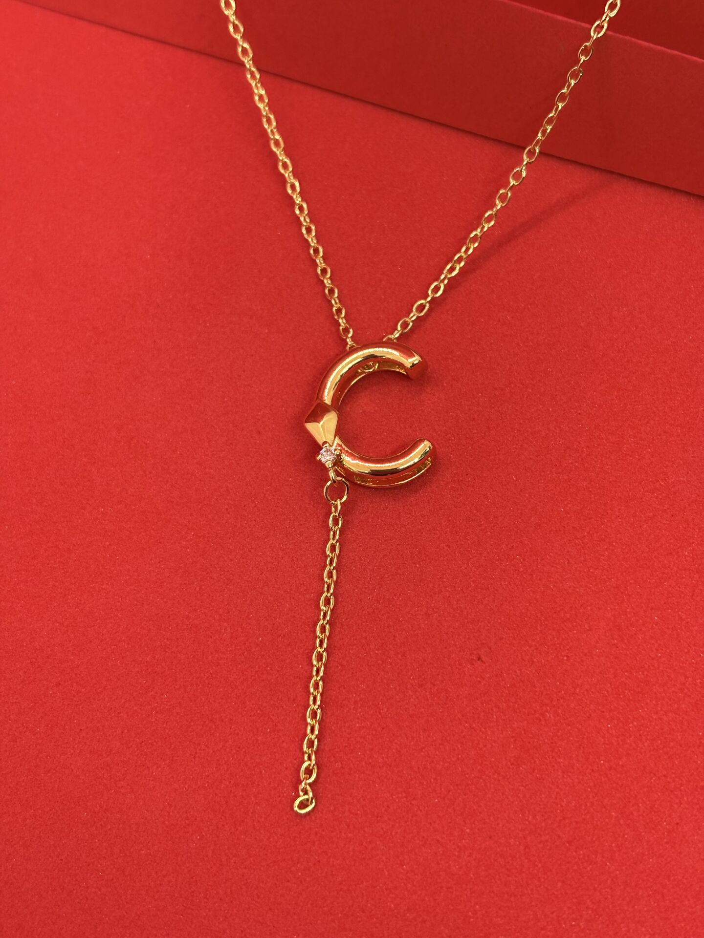 316L Çelik Gold Renk Alya Harf Kolye C