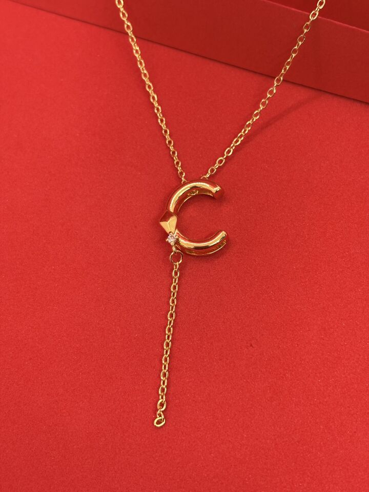 316L Çelik Gold Renk Alya Harf Kolye C